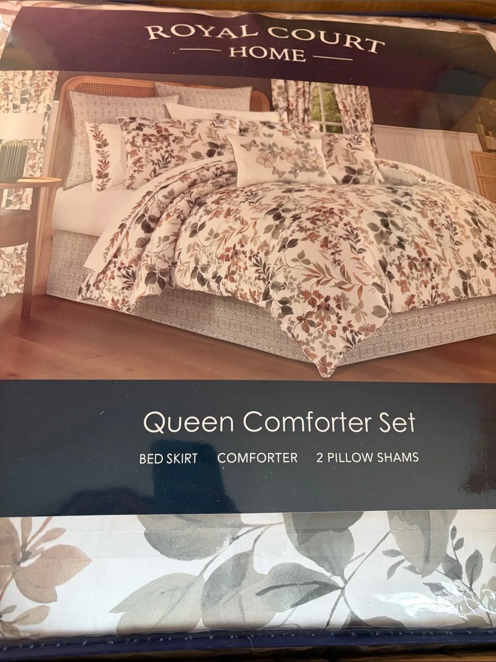 Royal Court Evergreen 4 Pc Floral Midweight Comforter Set Sz Queen NEW